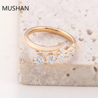MUSHAN Luxury Custom 14K 18K Gold Rings Band Jewelry With Moissanite Diamond Lab Grown Gemstones Diamond Wedding Ring For Women