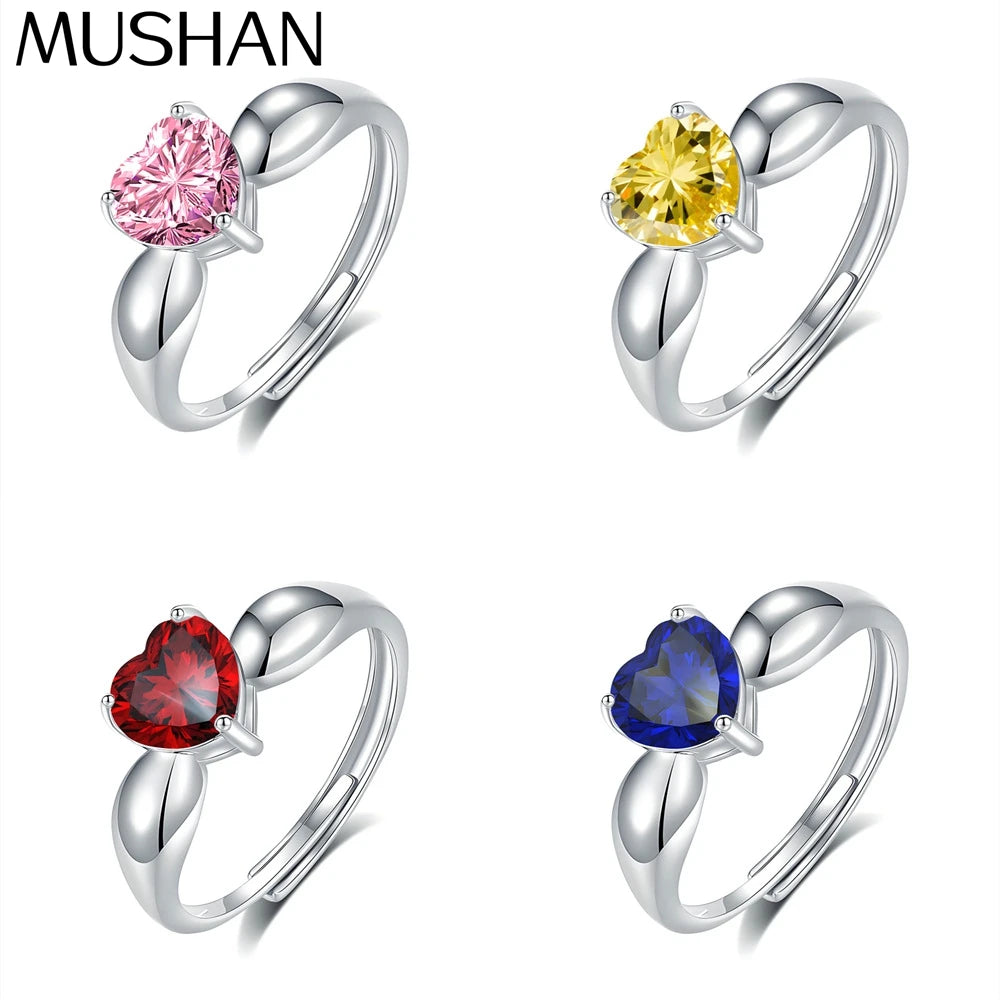 MuShan Jewelry 925 Sterling Silver Ring Wedding Band High Carbon Diamond Bridal Shower  Her Gift Women Rings Fine Jewelry